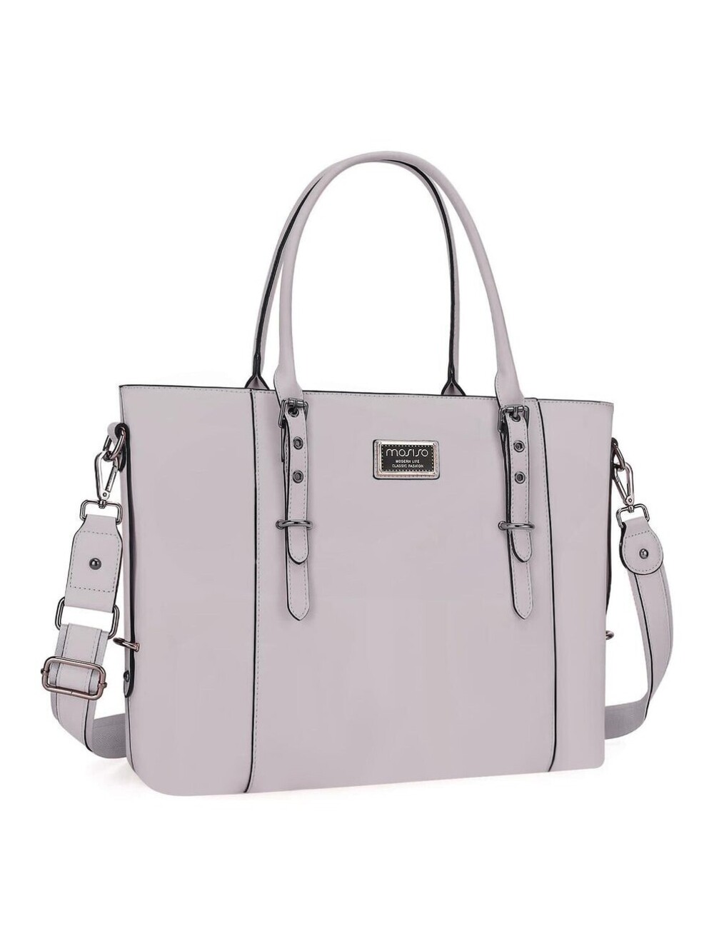 MOSISO Womens Waterproof PU Leather Laptop Tote Bag Dusty Lilac Fits 17.3" NWT